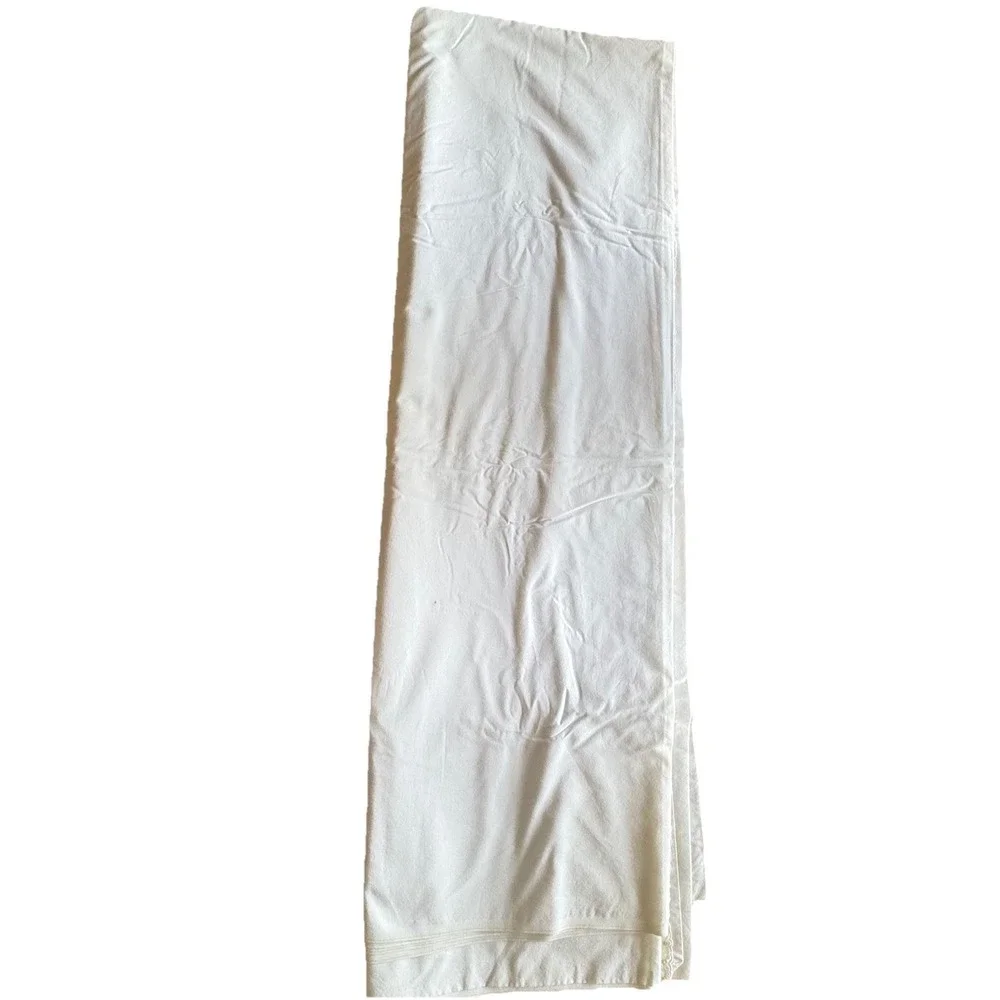 VTG Wamsutta Supercale Plus Ivory Full Flat Sheet & Pillowcase‎ Daisy Embroidery